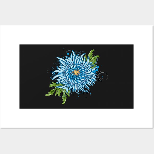 Blue chrysanthemum Wall Art by Kisho